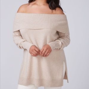 Fast lane cashmere blend off shoulder sweater